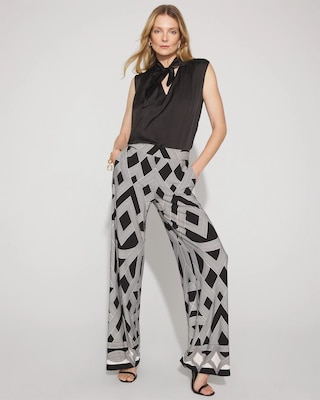 Geometric Print Matte Jersey Wide-Leg Pant | White House